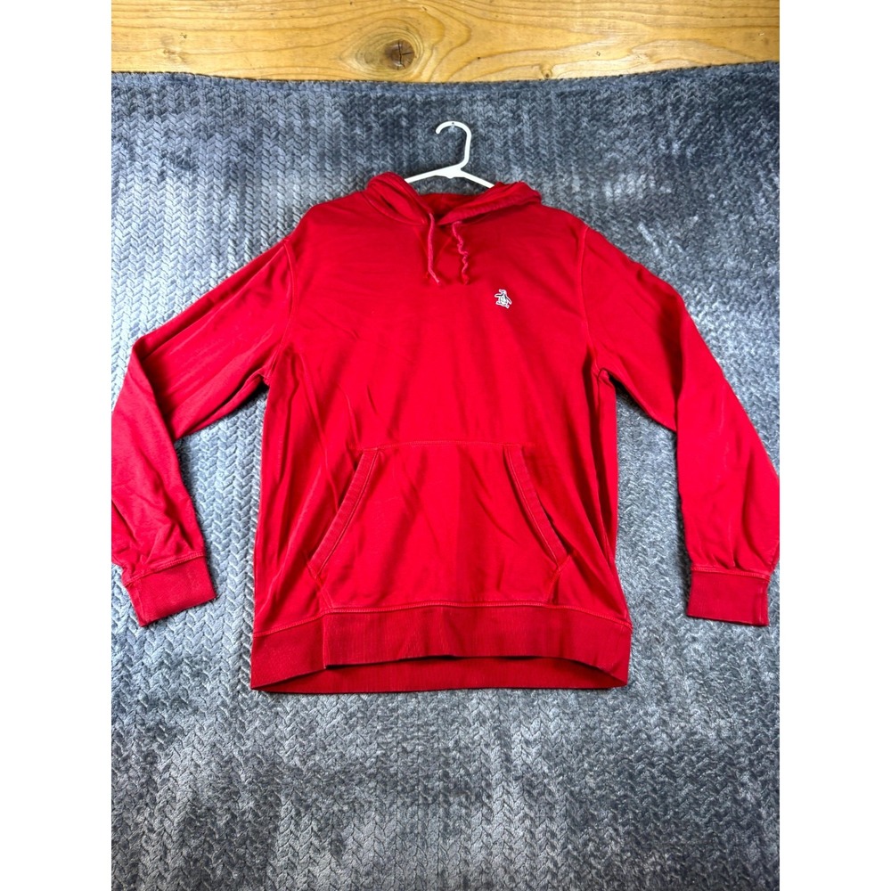 Original Penguin By Munsingwear Hoodie Men Medium Red Drawstring Kangaroo Pocket